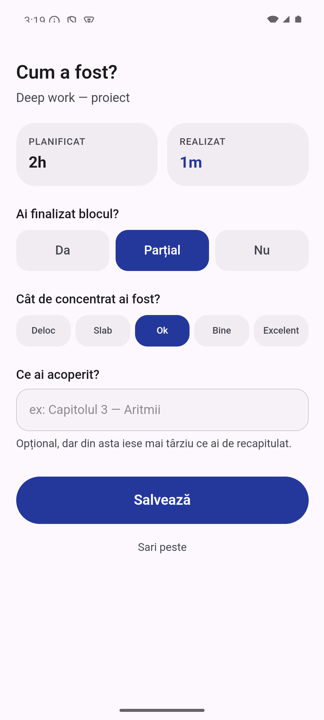 Ecranul de check-in